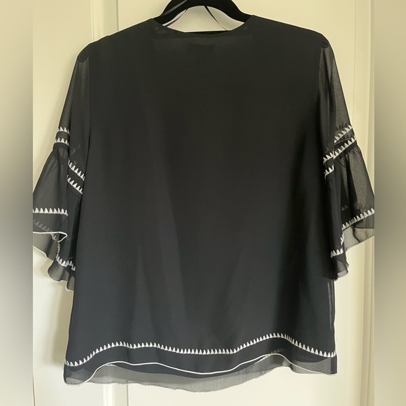 Bell Sleeve Embroidered Chiffon Top - Picture 4 of 5